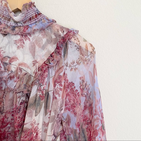 Floral Long sleeve purple dress SZ XS - Picture 2 of 6